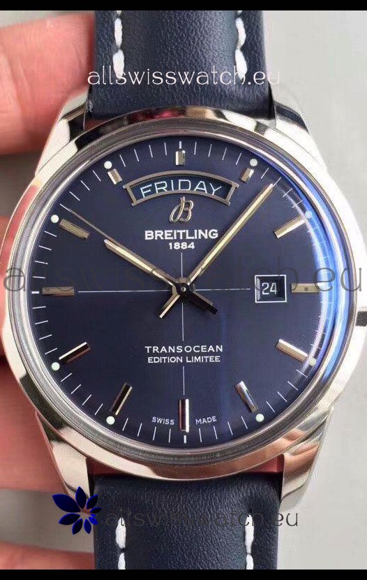 Breitling transocean day date blue best sale