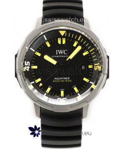 IWC Aquatimer IW358001 1:1 Titanium Mirror Swiss Replica Watch in Black Dial Rubber Strap