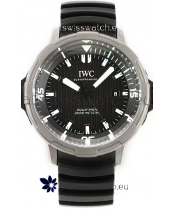 IWC Aquatimer IW358002 1:1 Titanium Mirror Swiss Replica Watch in Black Dial Rubber Strap