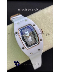 Richard Mille RM-07-01 Diamonds Dial White Ceramic Ladies 1:1 Swiss Replica Watch 