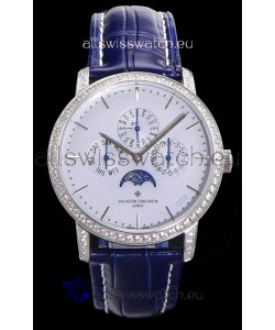 Vacheron Constantin Patrimony Perpetual Calendar Ultra-Thin White Gold Light Blue Dial Swiss Replica